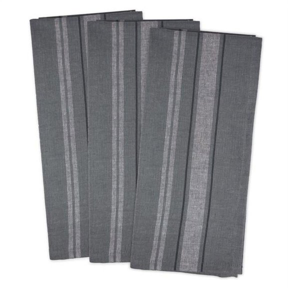 DII Modern Cotton Chambray French Stripe Woven Dishtowels in Gray (Set of 3)