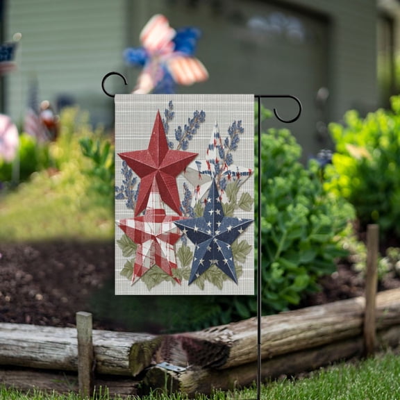 Red White and Blue Stars Garden Flag Double Sided Outdoor Banners Yard Flags for Garden Home Holiday Decorations