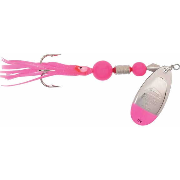 Yakima Bait Flash Glo Squid Spinners, 3/8 oz, Nickel Pink