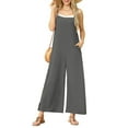 thumbnail image 4 of BiZtdJrK Today Sales, Womens Casual Loose Jumpsuits Summer Boho Side Split Wide Leg Rompers Sleeveless Suspender Linen Overalls with Pockets Gray XXL, 4 of 9