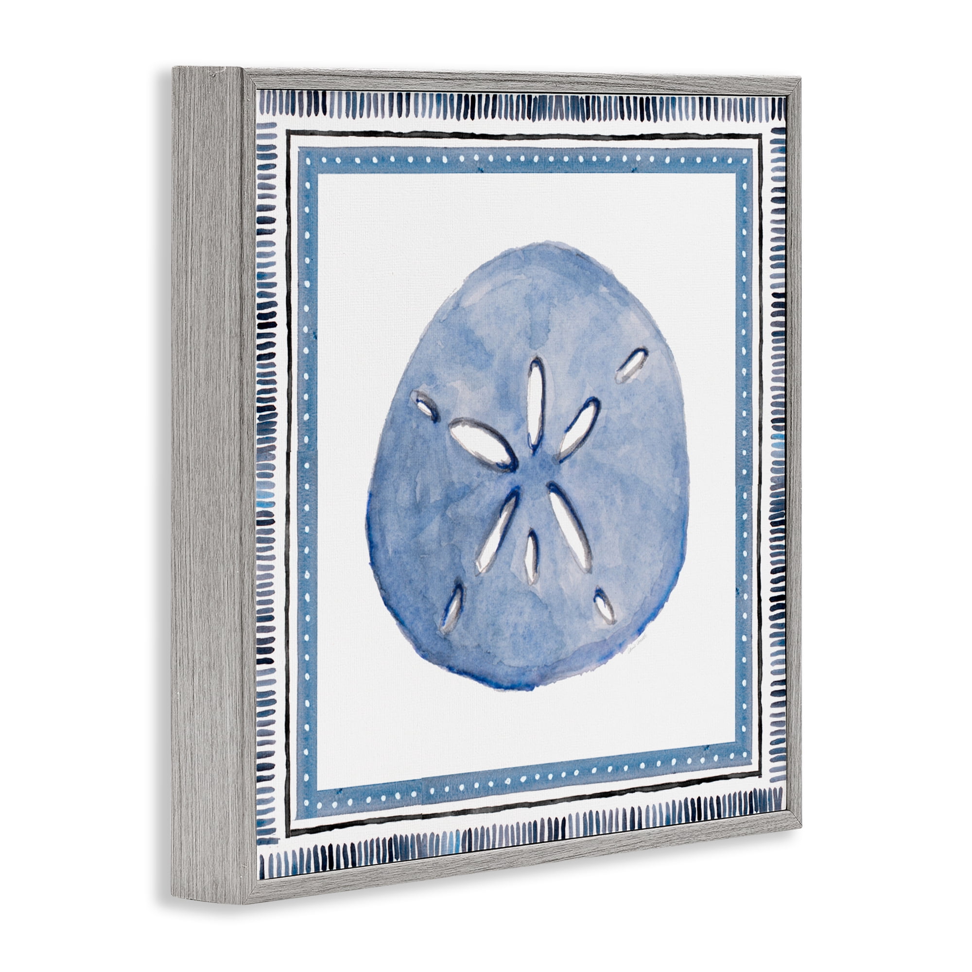 Stupell Industries Blue Bordered Sand Dollar Gray Framed Giclee Art, design by Lanie Loreth