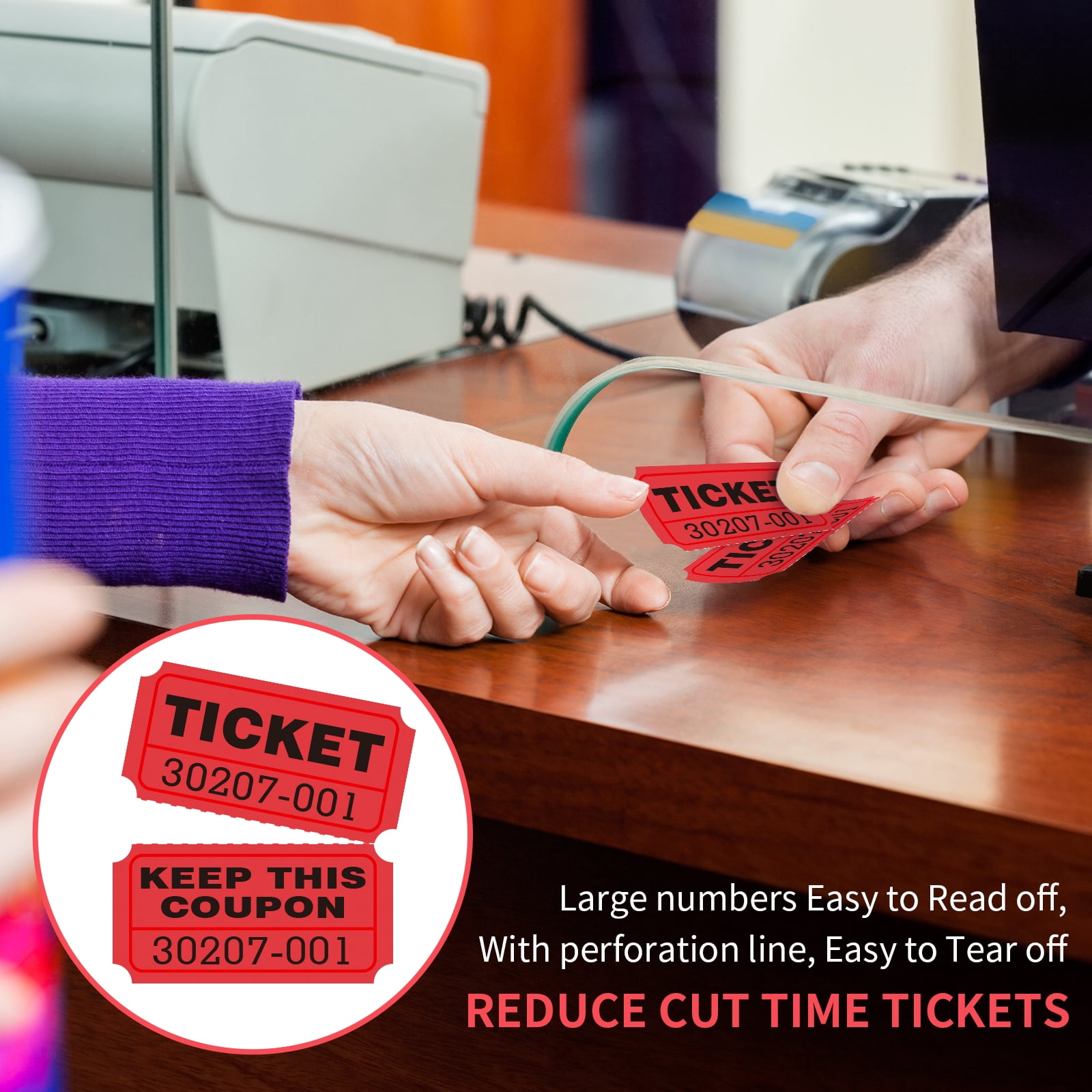 L LIKED Raffle Tickets Double Rolls 1000 per Roll 50/50 Raffle Tickets for Events, Entry, Class Reward, Fundraiser & Prizes(Red)
