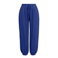 thumbnail image 5 of Nugftut Capri Pants for Women Solid Color Elastic Loose Capris Drawstring Summer Trave Capri Pants High Waisted Pants, 5 of 8