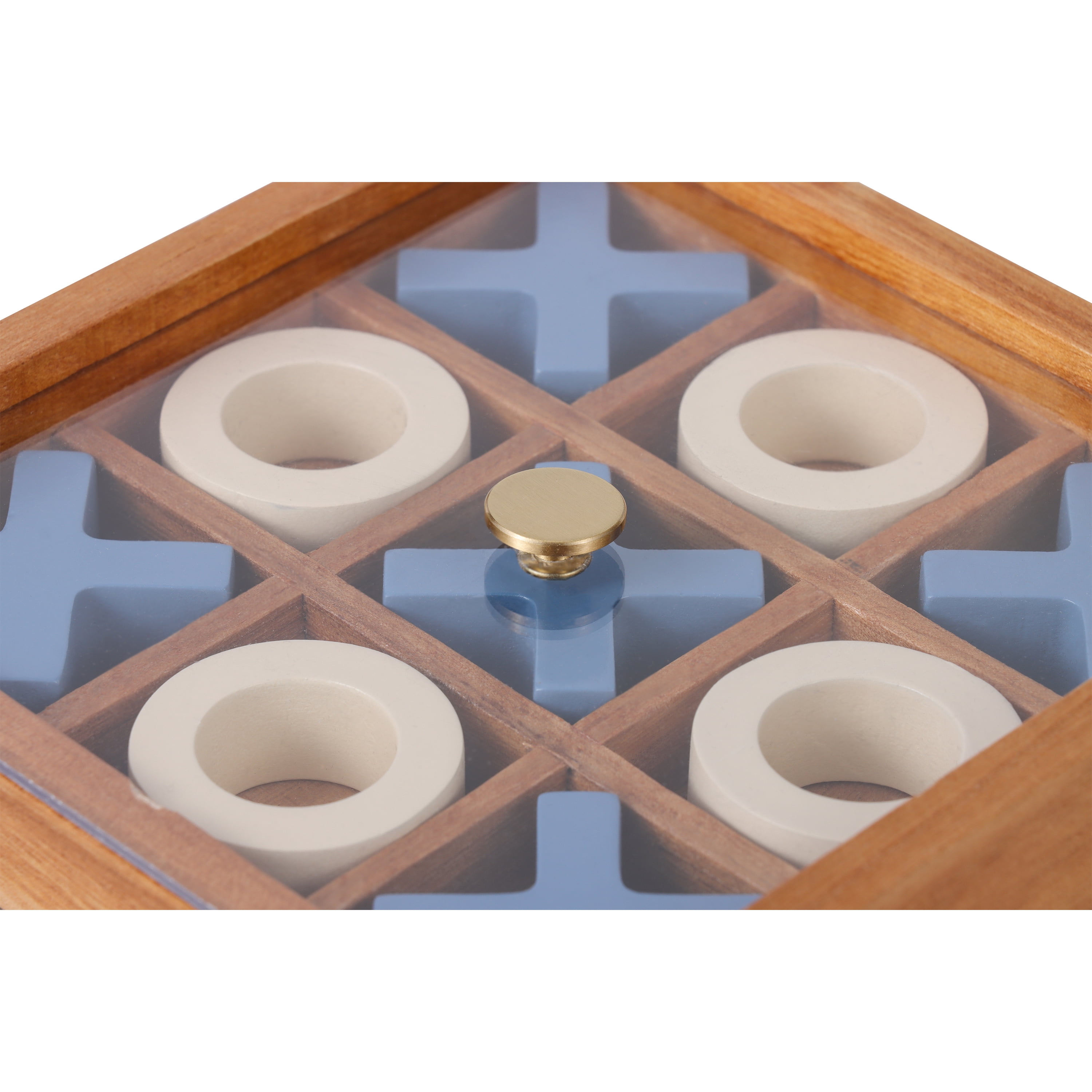 Mainstays By Becky G. & Alejandra 6" Wood Tic Tac Toe Tabletop Decoration, Blue & Natural