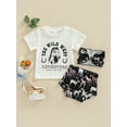thumbnail image 2 of Bagilaanoe 3pcs Newborn Baby Girls Shorts Set Short Sleeve Horse Print T-shirt Short Pants Hairband 6M 12M 18M 24M 3T Infant Outfits, 2 of 8