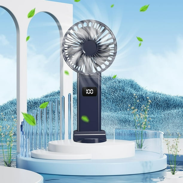 Ventilador, Ventilador de techo, Ventilador de escritorio, Ventilador portátil Ventilador plegable con pantalla digital Ventilador pequeño recargable USB de 5 velocidades Ventilador portátil de mano V