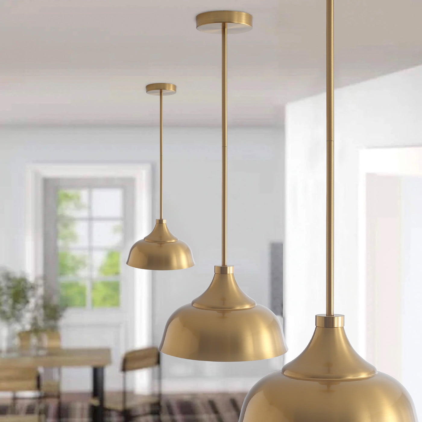 Aiwen Modern Gold Finish Dome Shade Pendant Lamp Classic Home Decor Light Fixture
