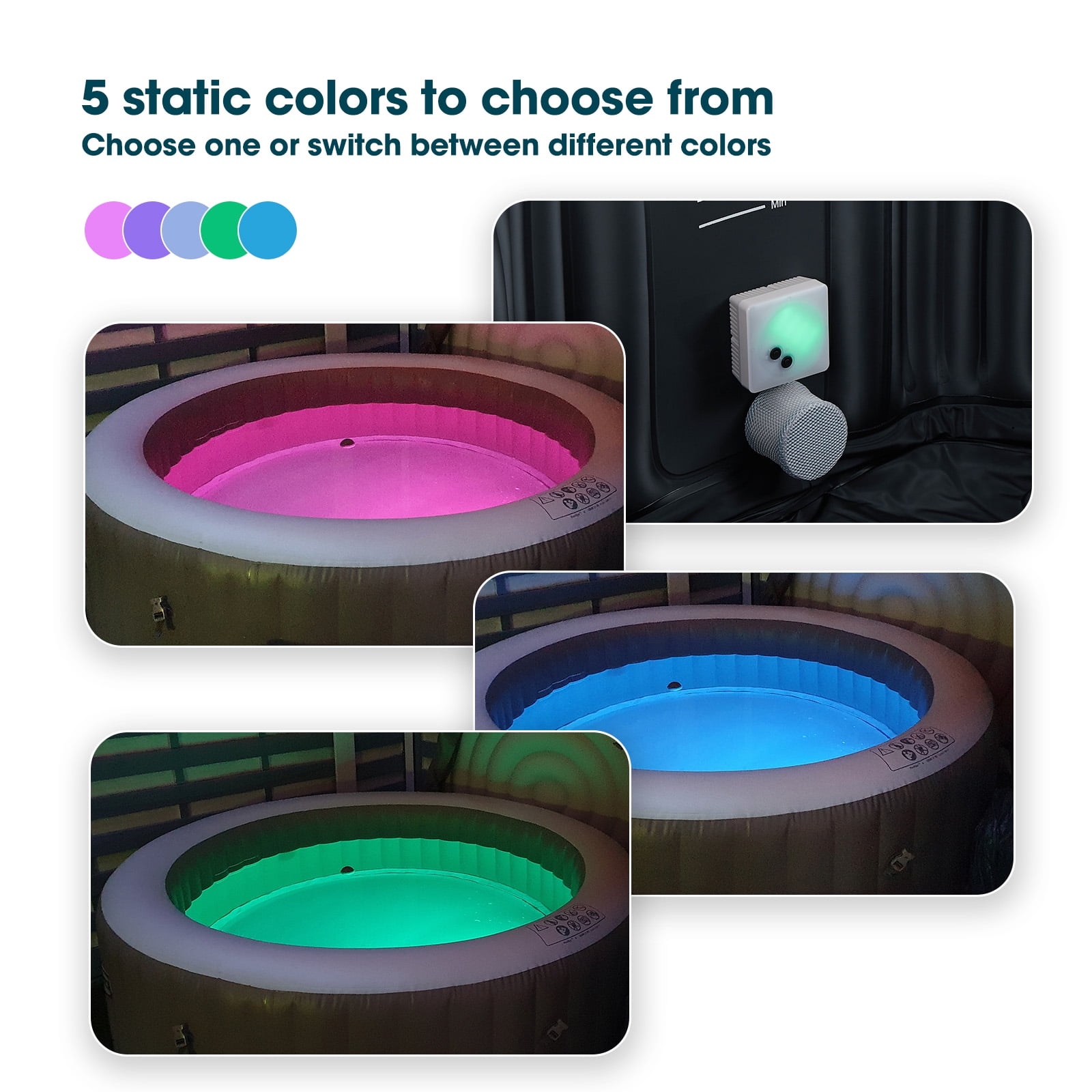 RELXTIME 2 Person Oval Inflatable Hot Tub Set Outdoor Spa with 100 Massage Jets, LED Light , Black