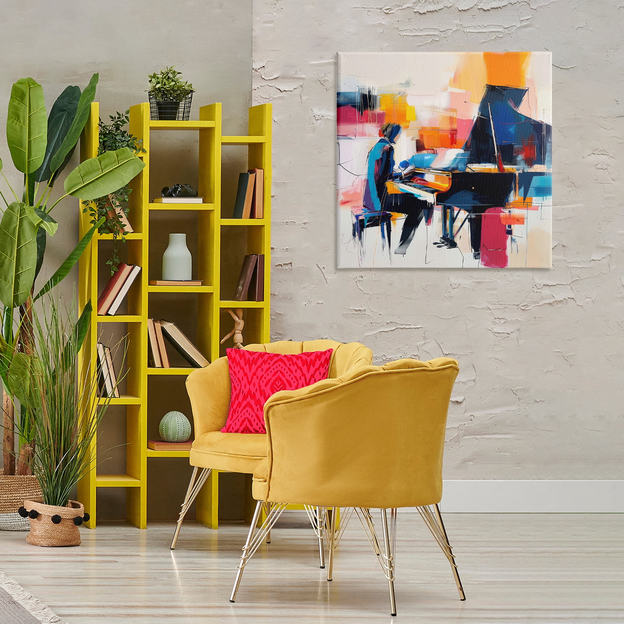 Stupell Industries Musical Melodies Piano Musician Performing Arts Painting Gallery Wrapped Canvas Art Print Wall Art, 30 x 30