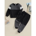 thumbnail image 2 of Bmnmsl Contrast Color Sweater Pants Set for Little Boys with Round Neck, 2 of 9