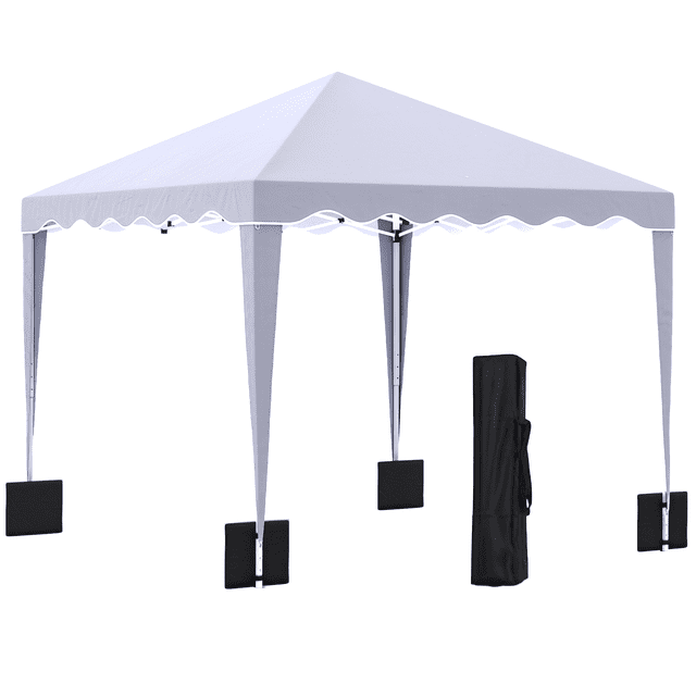 Outsunny 10' x 10' Pop Up Canopy Tent with Carry Bag White