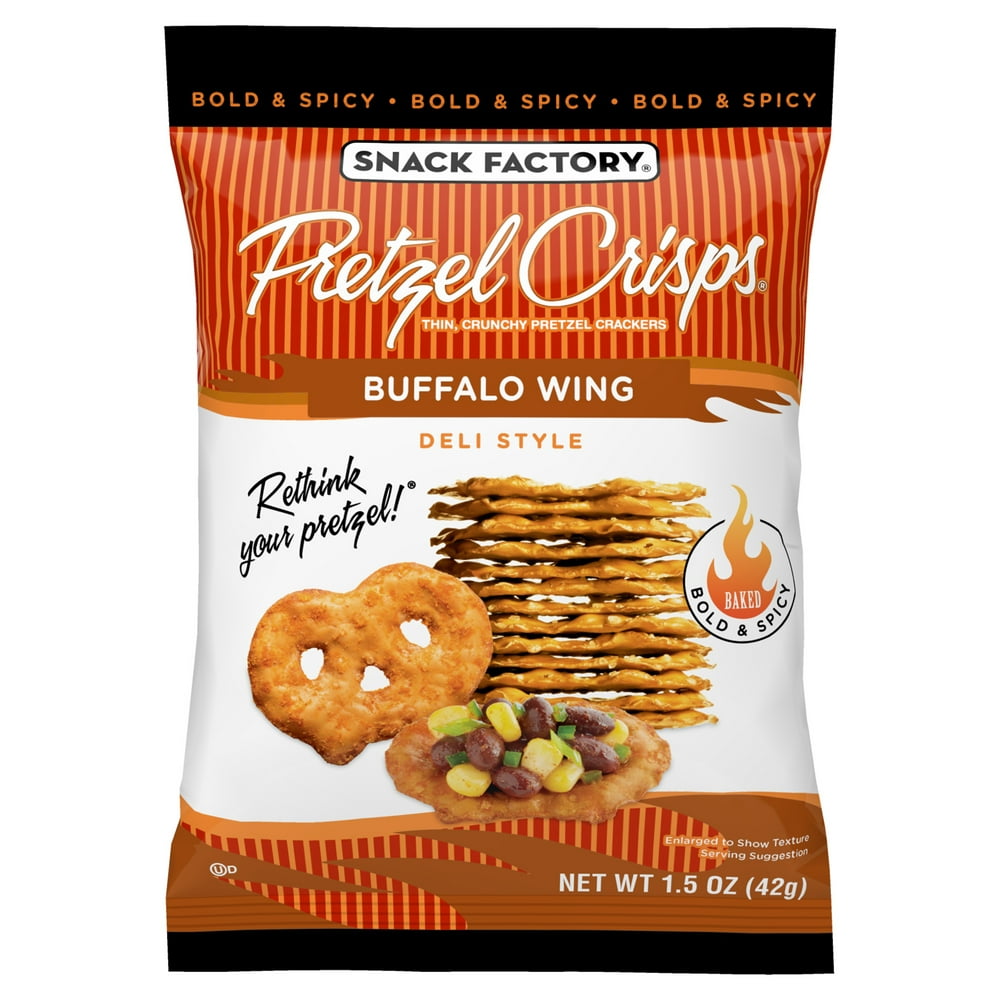 Snack Factory Pretzel Crisps Buffalo Wing, Snack Packs Individual Sized
