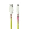 onn. USB to USB-C Glitter Cable, 6' Cord, Yellow & Pink