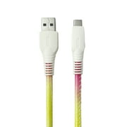 onn. USB to USB-C Glitter Cable, 6' Cord, Yellow & Pink