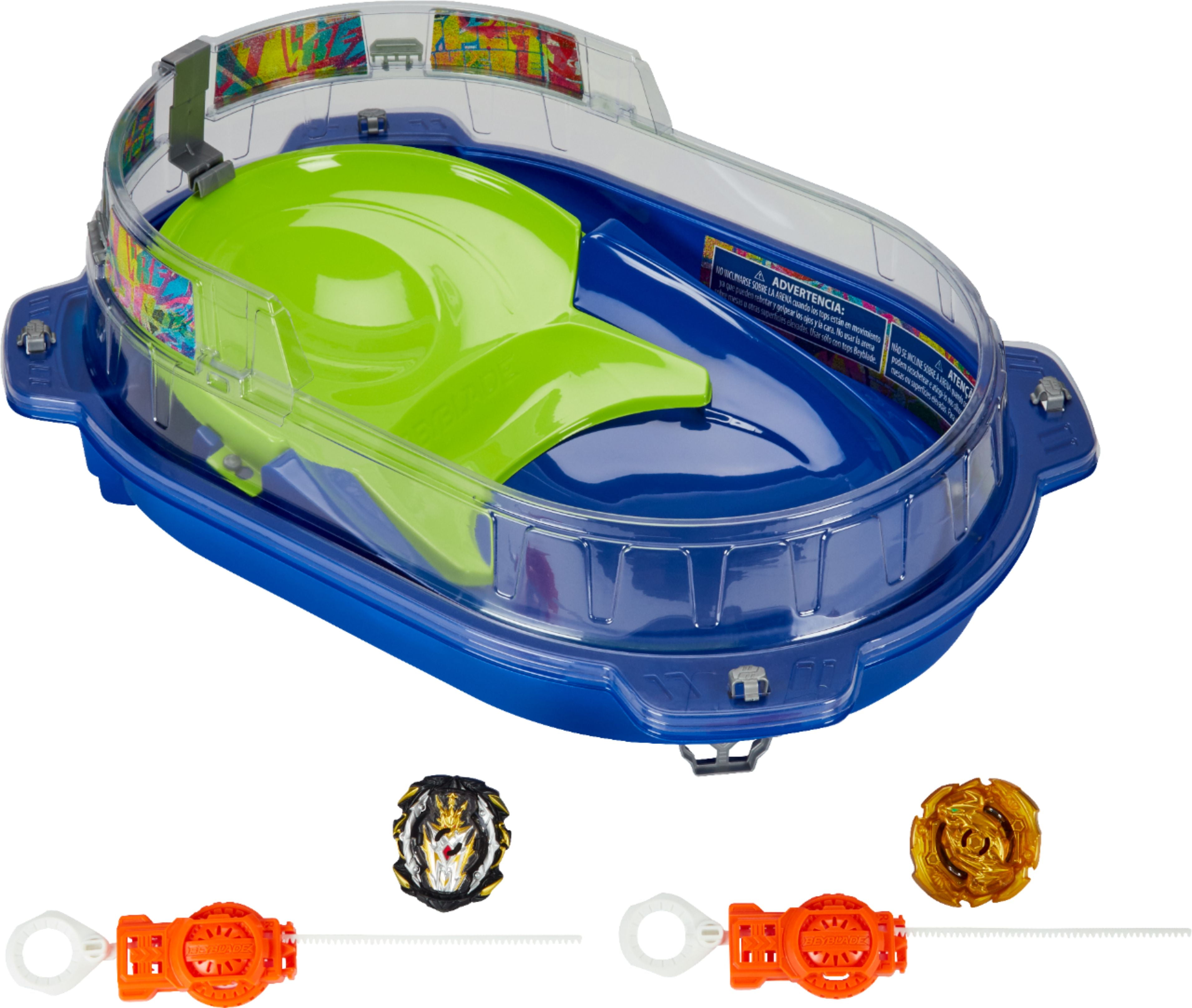 Cair para a vitória com a tecnologia da Hypersphere de Beyblade Burst.  Dicas de desempenho especializadas permitem que os tops subam a parede  vertica - Carrefour