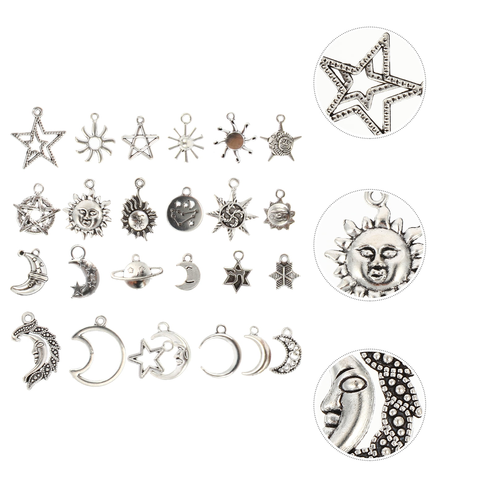 Willbond 108 Pieces Jewelry Charms, Mixed Antique Silver Sun Stars Moon  Charms on eBid United States