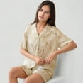 thumbnail image 5 of Women's Soft Floral Print Pajama Set with Short Sleeve Button-Up Top and Relaxed Fit Lounge Shorts - Small, White, 5 of 7