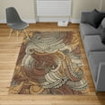 thumbnail image 2 of Abstract Turkish Area Rug, Ocean Inspired Graphic Paisley Pattern Swirled Hand Drawn Art Print, Soft Carpet for Living Room Decor with Distressed Look, 4' X 5.7', Apricot Beige, by Ambesonne, 2 of 4