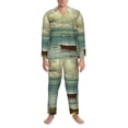thumbnail image 3 of Daiia Serene Coastal Blue Sky for Men's Long-Sleeved Pajama Set – Soft & Comfortable Sleepwear Button-Up Pajamas Cozy Lounge Wear-XX-Large, 3 of 7