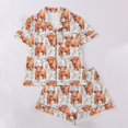 thumbnail image 2 of Arlun Womens Pajama Sets Button up Satin Pjs Short Sleeve and Shorts 2 Piece Pjs Sets Cute Leopard Highlands Beef Graphic Loungewear with Chest Pocket 2-White L, 2 of 8
