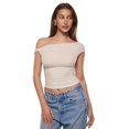 thumbnail image 4 of Remera INLYRIC con escote off shoulder, suave y elástica, color blanco vainilla, talla L, 4 of 6