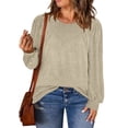 thumbnail image 3 of NISVIYA Womens Plus Size Tops Fall Casual Loose Fit Crew-Neck Tees Lightweight Puff Sleeve Sweatshirts, 3 of 7