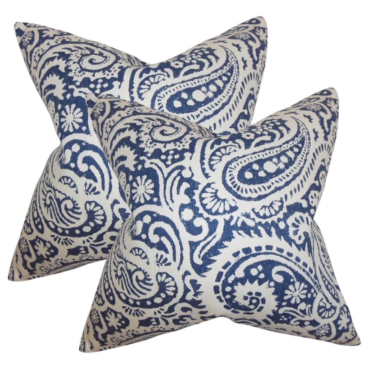 The Pillow Collection Set of 2 Nellary Paisley Throw Pillows in Indigo