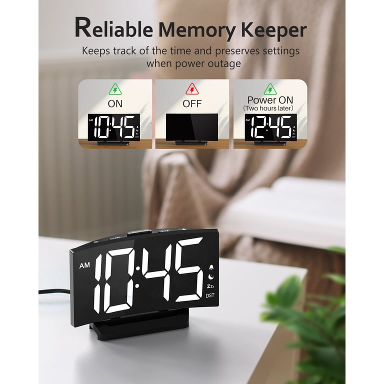 Mpow Curved Digital Alarm Clock, White photo 6