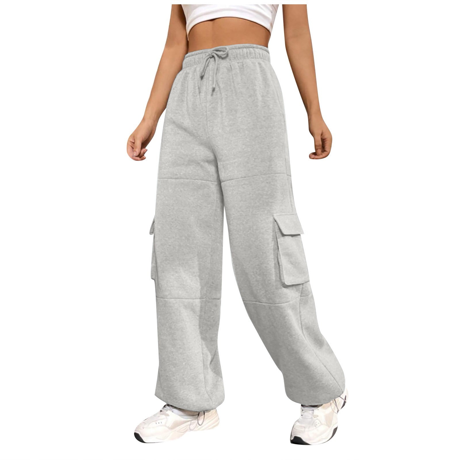 Susanny Sweatpants for Girls Cinch Bottom Drawstring High Waisted Pockets  Straight Leg Womens Jogger Sweatpants Teen Girls Comfy Jogger Pants Petite  Fashion Cargo Baggy Pants Light Gray S 