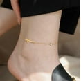 thumbnail image 4 of Cross 14K Yellow Gold Bracelet for Women Simple Single Chain Fancy Cross Anklet Charm with Shiny CZ Fashion Versatile Female Trendy Jewelry Gift, 4 of 6