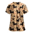 thumbnail image 6 of GEWSEY Cute Scrub Tops Stretchy Short Sleeve V Neck Cartoon Print Pattern Nursing Working Uniform Caregiver Top (Orange, 3XL), 6 of 7
