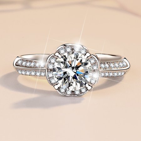 AEN Moissanite Ring 18K Gold Plating Female Ring High-Grade 925 Sterling Silver Ring Jewelry