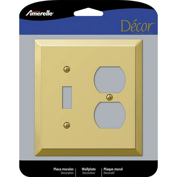 1 Pc, Amerelle Century Polished Brass 2 Gang Stamped Steel Duplex/Toggle Wall Plate 1 Pk