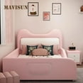 thumbnail image 4 of Princess Children Beds Pink Girl Cartoon Cat Creative Single Leather Children Beds Guardrail Cama Infantil Bedroom Furniture My Lux Decor Round, 4 of 16