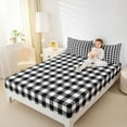 thumbnail image 3 of jejeloiu Modern Grid Bed Sheets,Abstract Geometric Geometric King Sheets,Black White Sheet Set,Breathable Bedroom Decor,4pcs, 3 of 7