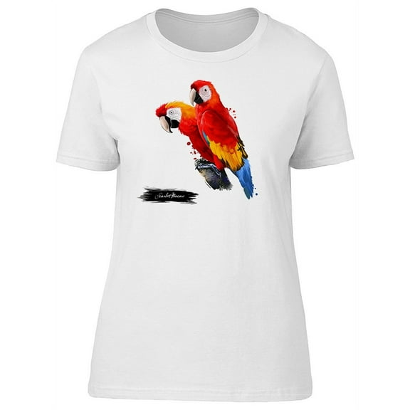Beautiful Exotic Scarlet Macaws T-Shirt Women -Image by Shutterstock, Female XX-Large