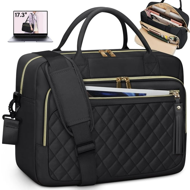 Bolsa impermeable para portátil RAINSMORE de 17,3 pulgadas para mujer, color negro