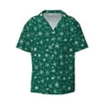 thumbnail image 2 of Lsque Christmas Snowflakes print Men's Cuban Collar Short Sleeve Shirt Summer Beachwear Casual Button Down Fashionable Vacation Leisure Shirt-X-Large, 2 of 7
