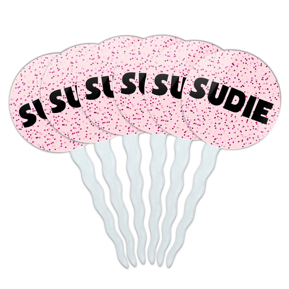 Pink Speks Sudie Cupcake Picks Toppers Set of 6 Pink Speckles Pink Speks Sudie Cupcake Picks Toppers Set of 6 Pink Speckles