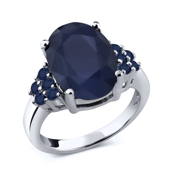 Gem Stone King 7.01 Cttw Oval Blue Sapphire 925 Sterling Silver Ring for Women | Gemstone Birthstone | Oval 12X10MM (Size 5)