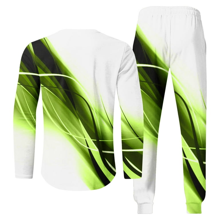 Honeeladyy Men s Tracksuit 2 Piece Long Sleeve Print Pullover Jogging Track Suit Athletic Casual Sweatsuit Jd Green XXL Walmart