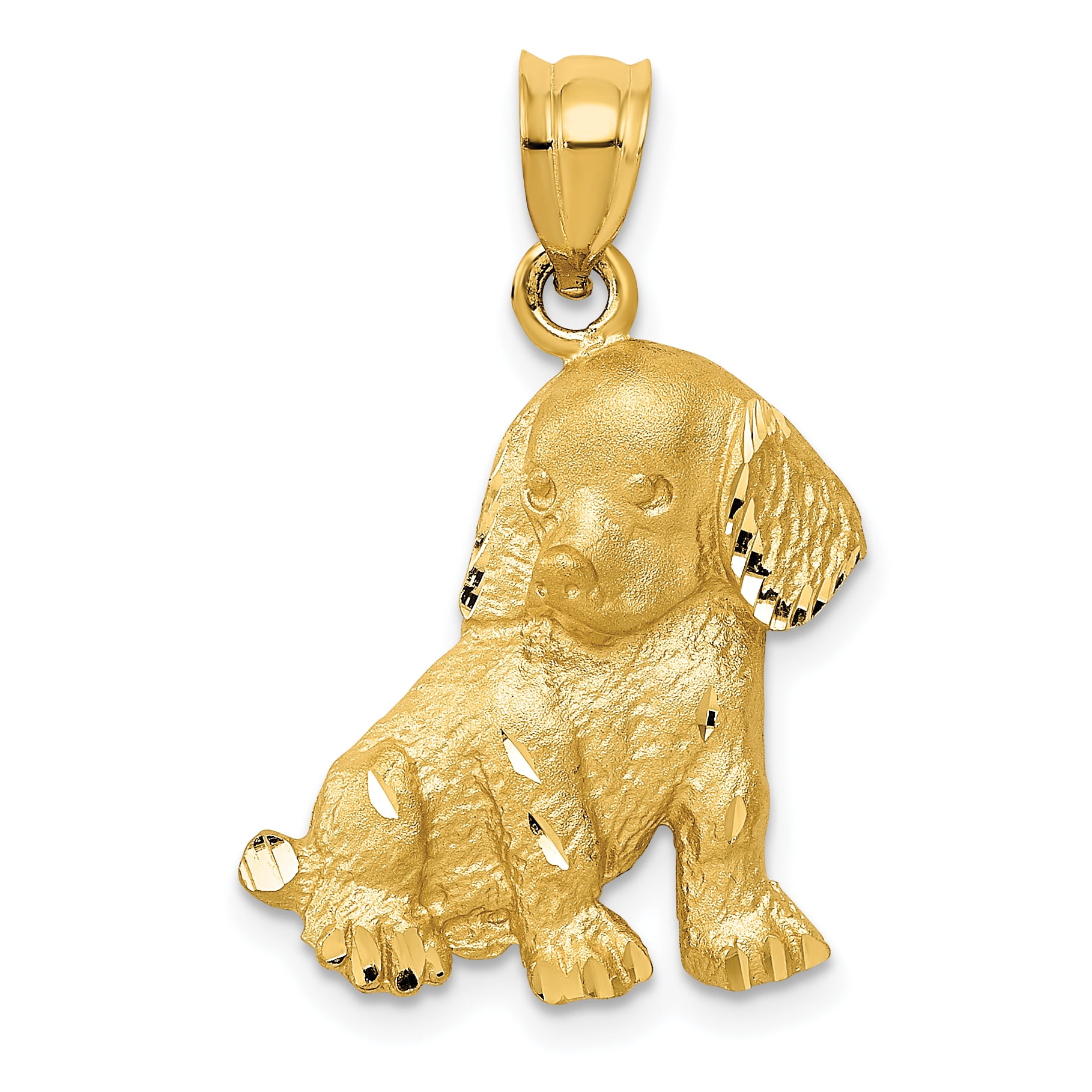 14k Yellow Gold Dog Charm Necklace Pendant Animal Fine Jewelry For