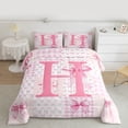thumbnail image 2 of Castle Fairy Personalized Alphabet Pink H Full Size Comforter Sets,Bow Tie Bedding Sets, 2 of 8