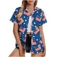 thumbnail image 2 of Weiqiqre Tshirts Shirts for Women American Flag Shirt Women Patriotic Hawaiian Shirts 4th of July Tops USA Flag Red White Blue Button Up Top Blouse, 2 of 5