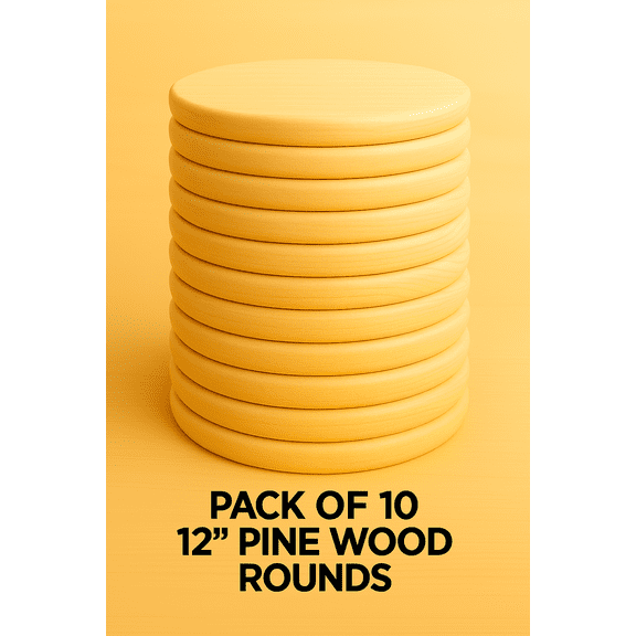 Set of 10-0.8 inch Thick, 12" Wood Circle for Crafts, Unfinished Wood Sign