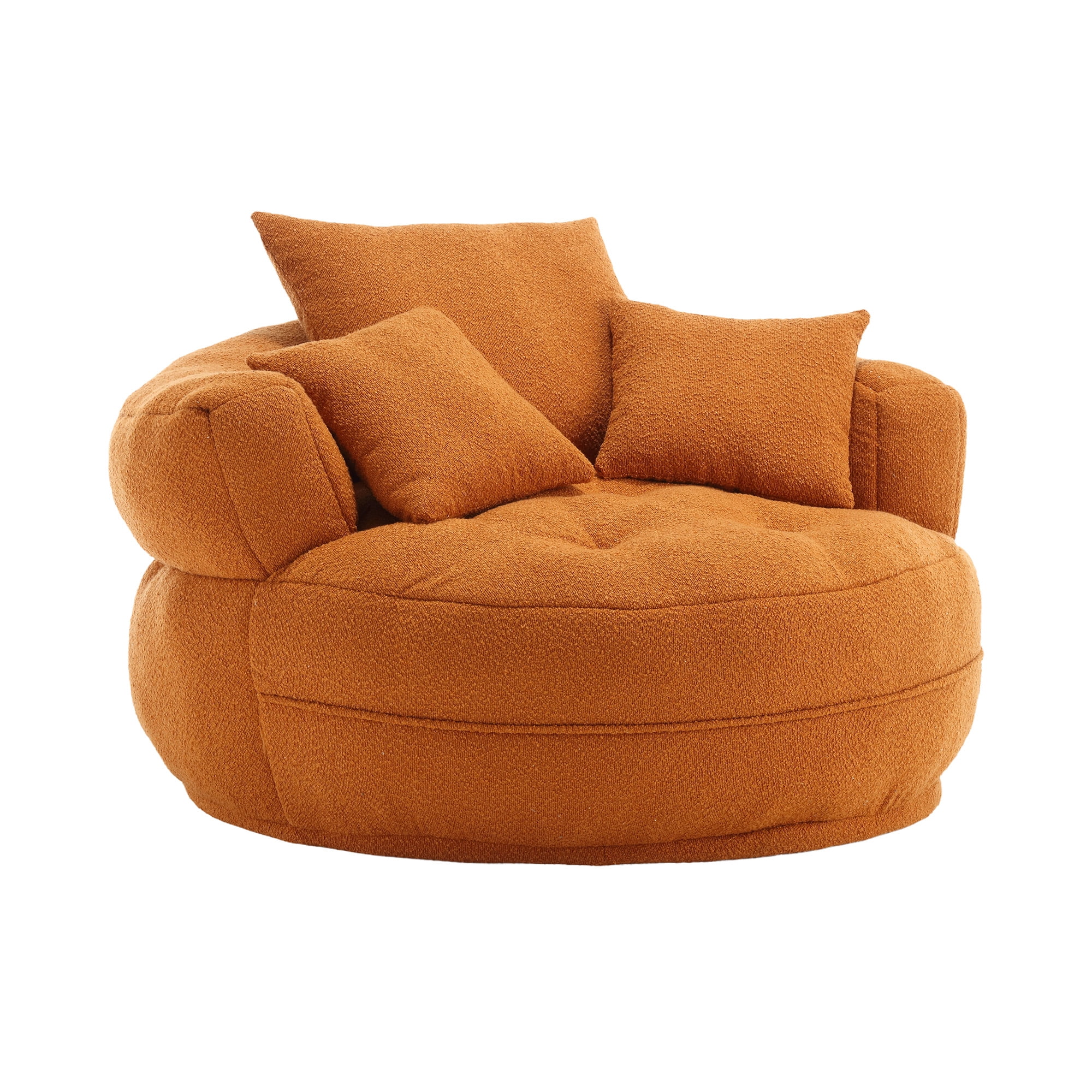 MOONMISS Orange Round Accent Chair with Tufted Seat