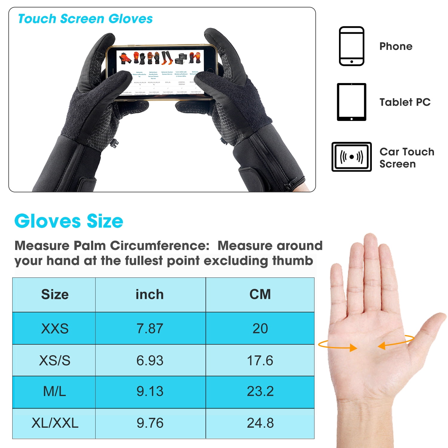 Snow Deer Liners Heated Gloves for Men Women Hand Warmer Rechargeable Electric Battery Ski Snowboarding Hiking Cycling Hunting Thin Gloves