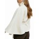 thumbnail image 3 of Ponchos con Mangas de Murciélago para Mujer, Abrigo de Lana con Cuello Alto y Cinturón, Chaqueta Corta de Invierno S, 3 of 7