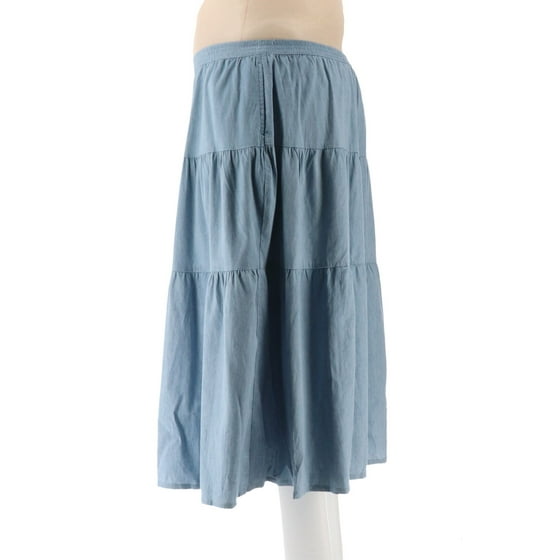 Denim & Co. - Denim & Co Petite Chambray Tiered Maxi Skirt A307564 ...