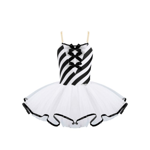iiniim Robe de Danse de Noël pour Filles Robe Tutu de Ballet Canne en Bonbon Robe de Patinage Artistique Noire 4